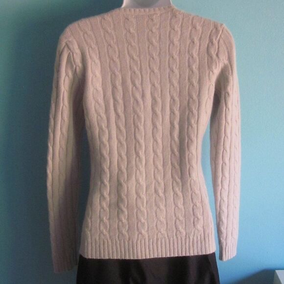 Ralph Lauren Black Label Cabled V-Neck Cashmere Pullover Slim Fit Size S Lt Gray - Picture 5 of 11